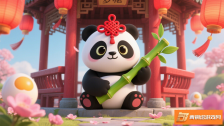 《蛋仔派对：熊猫岁岁与其他角色的趣味互动》